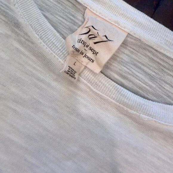 CINQ A SEPT AMOUR SHIRT WHITE WITH PINK SEQUINS LARGE - Picture 5 of 6